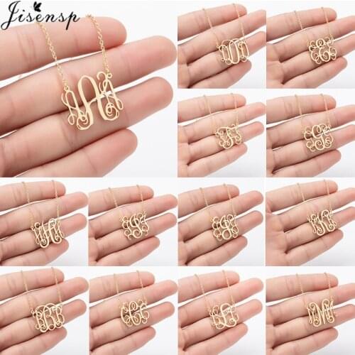 Jisensp Fashion Jewelry Origami Monogram Necklaces Pendants Vintage Capital Initial Necklace for Women Birthday Gift bijoux