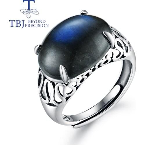 Real 925 sterling silver natural Labradorite oval 12*16mm gemstone creative retro ring fine jewelry for women gift tbj promotion