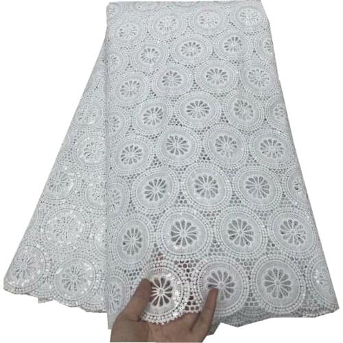 SJ Lace African Lace Fabric 2021 High Quality Lace White Milk Lace Nigerian Lace Fabric France Guipure Cord Lace Fabric SewingJ2