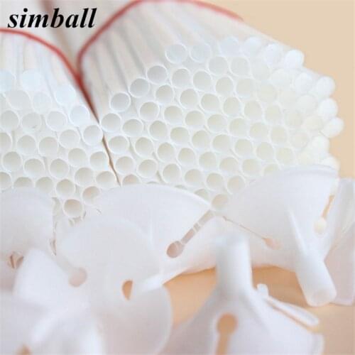 50sets/lot 32cm latex Balloon Stick white PVC rods for Supplies Balloons Holder Sticks with cup party decoration accessories