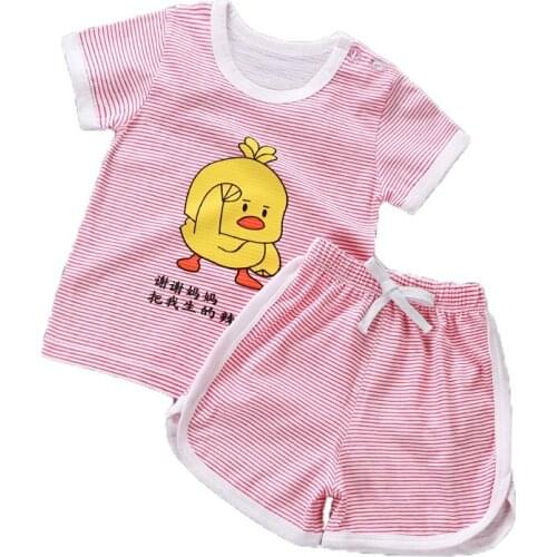 Boy and girl summer new casual two-piece suit Childrens cotton T-shirt shorts suit Cool and comfortable two-piece suit in summe