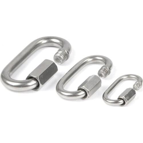 M3.5/4/6/8/10/12 304 Stainless Steel Chain Quick Link Marine Oval Thread Carabiner Chain Connector