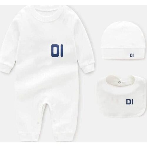 New 2021 newborn baby clothes new born baby boy girl romper 3 pcs sets Cotton lovely Letter long sleeved toddler infant clothing