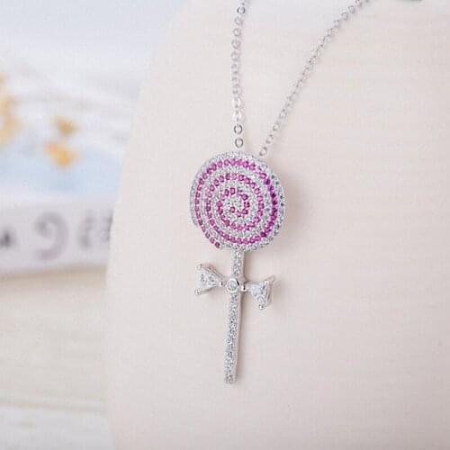 New Sale Brand TracysWing AAA Zirconia White Gold Color Fashion Round Lollipop Pendant Necklace Vintage #307222