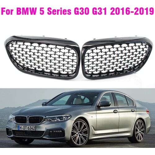 Front Diamond Kidney Grille Gypsophila Grille For BMW G30 G31 5 Series 525I 530I 540I 550I M5 ABS Silver Black