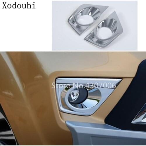 Car Body Head Front Fog Light Lamp Frame Stick Styling ABS Chrome Cover Trim 2pcs For Nissan Terra 2018 2019 2020
