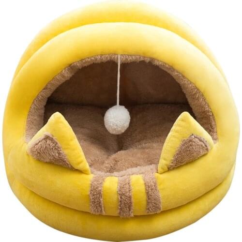 Semi-Enclosed Cat Bed Kitten Lounger Cat House Tent Washable Cave Soft Pet Sleeping Bed Cozy House Pet supplies
