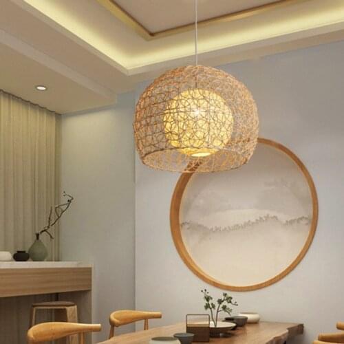 Chinese Style Handmake Rattan Lamp Vintage Hanging Lamps Loft Living Room Dining Room Home Decor Cafe Restaurant Pendant Light