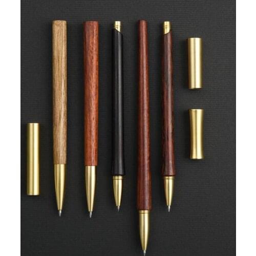 Handmade Wooden Gel Pen Natural Color Metal Prisms Pen Luxury Gift Set for Business Office & School Writing Tool