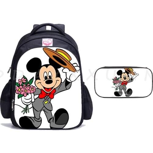16inch Minnie Mickey Mouse Backpack for Teenage Girls Boys Book Travel Bag Children School Backpacks Pencil Bag Sets