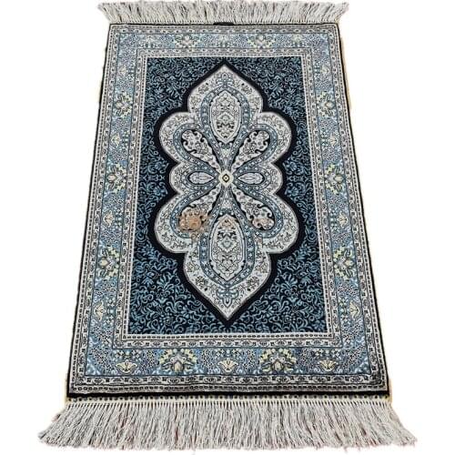 Seeykeep™ 2x3ft Rectangle Silk Handknotted Rug With Exquisite Mezquita Dome Pattern On Blue Backcolor -NY3016276