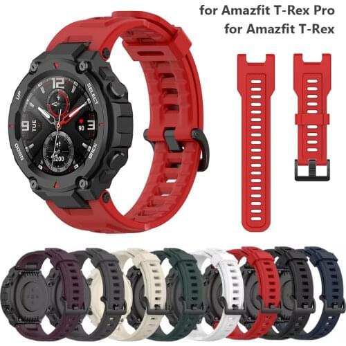 Red Replacement Band for Huami Amazfit T-Rex / T-Rex Pro Strap Watchband Silicone Bracelet Correa Wristband Accessories T Rex