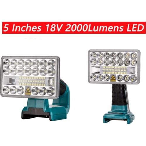 5 Inch 2000LM 18V LED Flashlight Outdoors Spotlight Light for Makita BL1430 BL1830 Lithium Battery USB Outdoor Lighting with USB