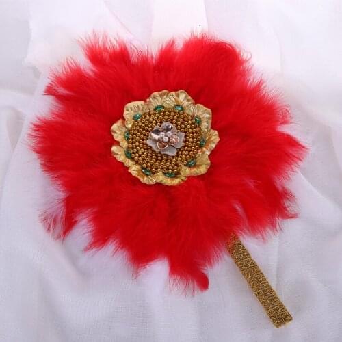 Wedding Feather Fan Handmade Wedding Bride Hand Fan for Wedding Supplies