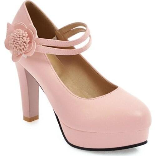 In the spring of 2018 sweet flowers thick with waterproof 43 single shoe heels 40-18123