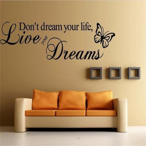 Don't Dream Your Life Art Vinyl Quote Wall Sticker Wall Decals Home Decor Live Your Dream