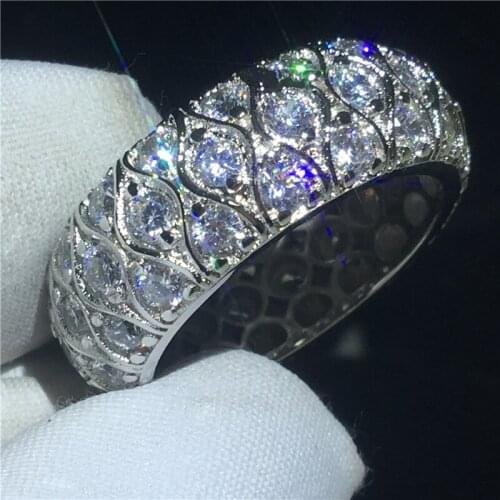 Vintage Flower ring Silver color Promise AAAAA Zircon cz Engagement wedding band rings for women men Jewelry