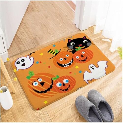 40x60cm Halloween Flannel Printed Door Mat , 50x80cm Bathroom Absorbent Non-slip Carpet