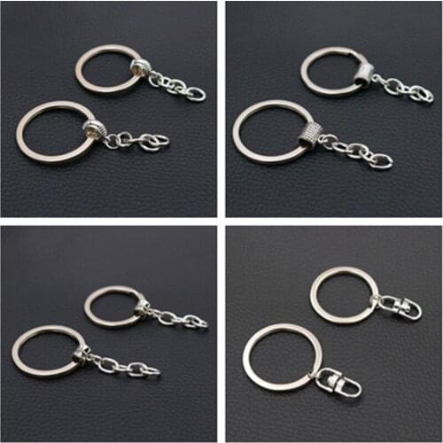 WKOUD 5pcs Silver Plated Alloy Key Chain Hanging Chain Key Chain Semi-Finished Keychain DIY Handmade Jewelry Accessories K1525
