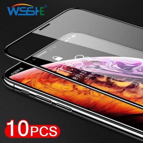 10PCS/Lot Full Cover Tempered Glass For iPhone XR XS Max 11 Pro 9H Front Film Glass Screen Protector For iPhone 6 7 8 Plus X XS