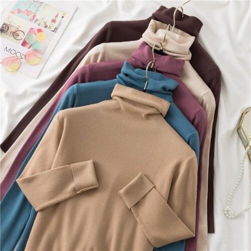 Autumn Soft Pile collar turtleneck sweater women pullovers 2021 knitted Long Sleeve top women warm knit sweater jumpers elegant