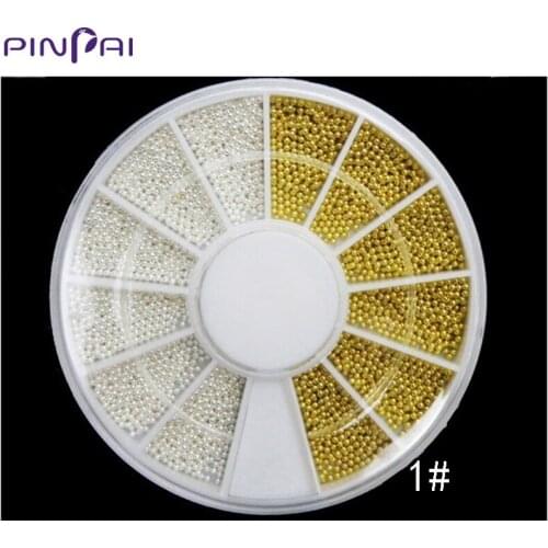 1 Box New Gold Silver Tiny Circle Steel Ball Nail Art Caviar Beads Nail Art Rhinestones Decorations 1mm Mixed Size 3D Design