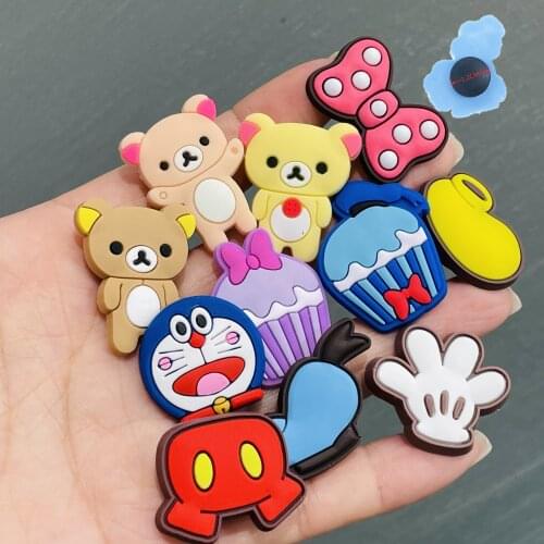 1Pcs Cartoon Cake Doraemon Pink Bowknot Bear PVC Shoe Charms Accessories Garden Shoe Decoration for Wristband Backpack Croc jibz