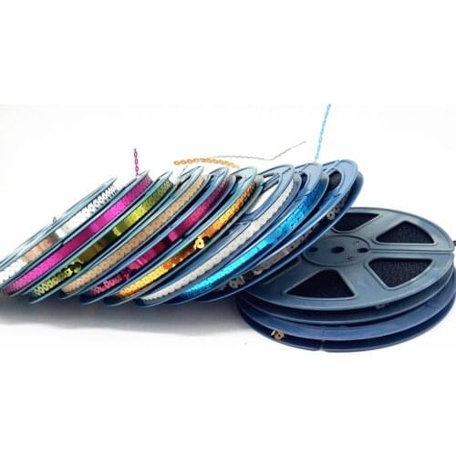 12pcs Good quality Sequins reel 7mm sequins spangle roll disk reel with length 95meters flat glitter sequins for Garments