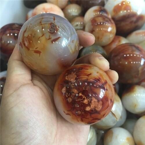 2pcs natural stones and minerals sphere red agate ball reiki healing crystal play rock for home&wedding decoration