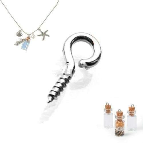 200X Small Tiny Mini Eye Pins Eyepins Hooks Eyelets Screw Threaded Silver 8mm