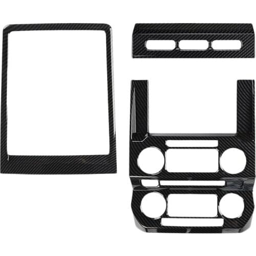 3Pcs/Set Carbon Fiber Texture Black Dashboard Center Console GPS Cover Trim Decor fit for Ford F150 F-150 2017 2018 2019 2020