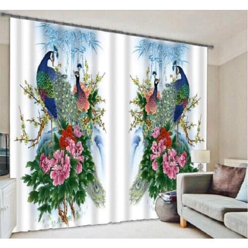 3D Window Curtain Luxury Blackout Curtains For Living Room office Bedroom Drapes Cortinas Rideaux Customized size Peacock print