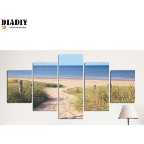 5pc Full Square&round drill 5D DIY Diamond embroidery seaside Diamond Painting Cross Stitch Rhinestone Mosaic decor gift