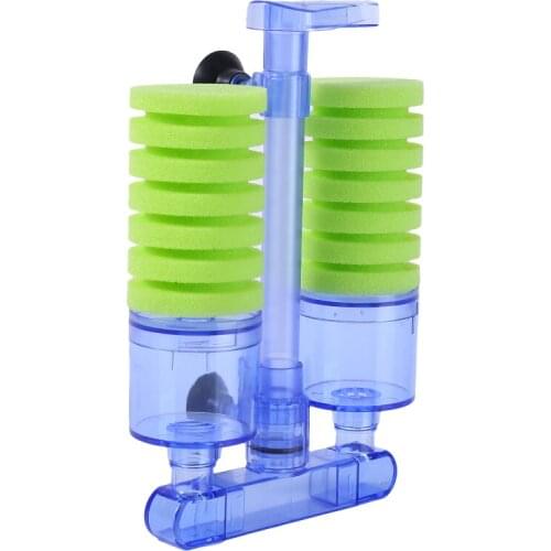 Aquarium Fish Tank Biochemical Sponge Filter Air Pump Double Head W/ Suction Cup Aquarium Accessories Air Pump Filter