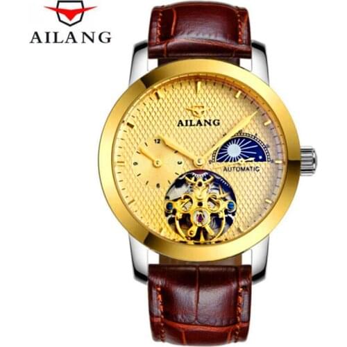 2019 AILANG Watch men Automatic clock men moon phase Mechanical men watch top brand luxury waterproof Tourbillon style erkek NEW