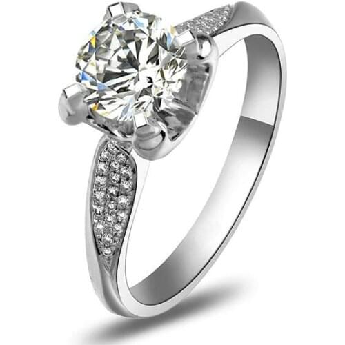1 Carat Pure Gold 18K Oxhead Style Ritzy Simulate Diamonds Women Anniversary Ring Free Gold Maintenance Service All Ring Life