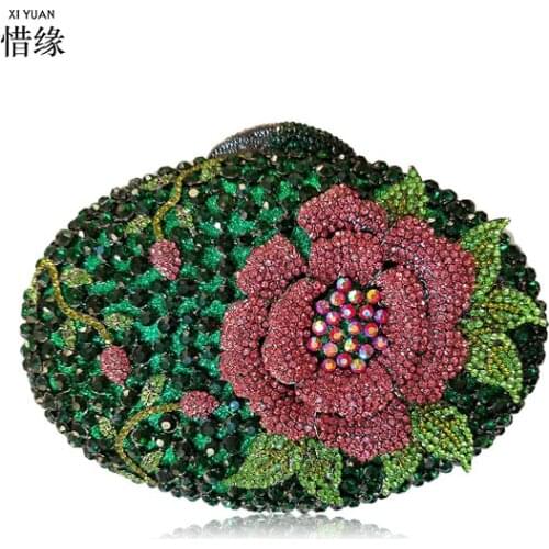 XIYUAN BRAND luxury evening bag for mom gold crystal diamond day cluthes for mom birthday gifts chain bag for mother gift purse