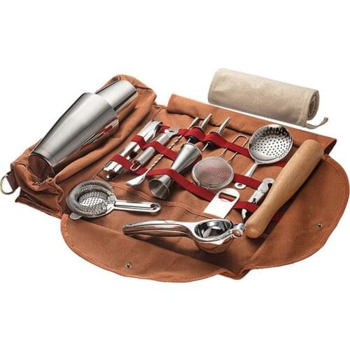 Bar Bartender Bag Portable Canvas Toolkit Cocktail Making Storage Bag Shaker Set Multifunctional Tool Kit Bag Easy To Carry