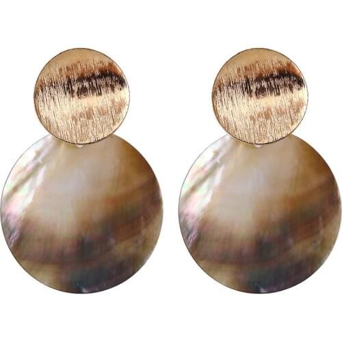 FSUNION 2019 Fashion Round Shell Drop Dangle Earrings Metal Geometric Earrings For Women Girls Ladies Statement Jewelry Gifts