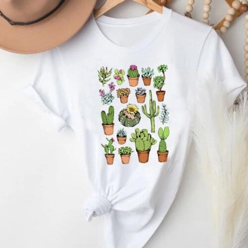 T-shirts for Women Flower Plant Printing Clothing Cute Ladies Fashion Clothes Stylish Tshirt Top Lady Print 2021 Tee T-Shirt