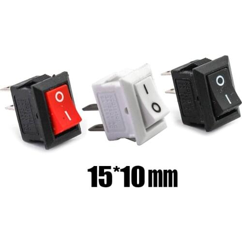 KCD11 15*10mm SPST 250V 3A 2Pin Red Push Button Switch Snap-in ON OFF Rocker Position Switch 15x10mm