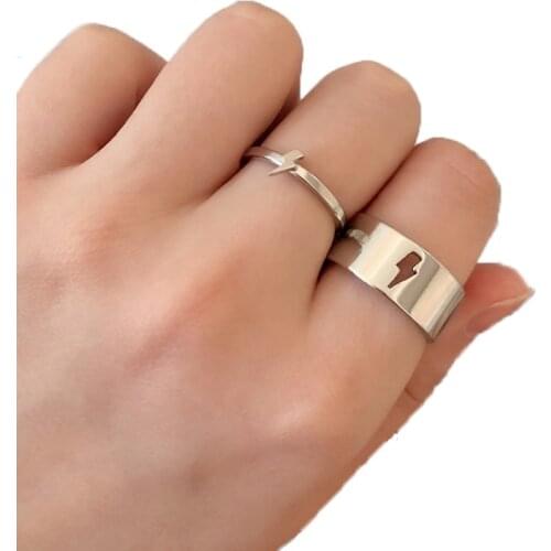 Lightning Airplane Hollow Couple Ring Men Womens Ring Gift Index Finger Ring Personality Minimalist Jewelry Trendy Finger Decor