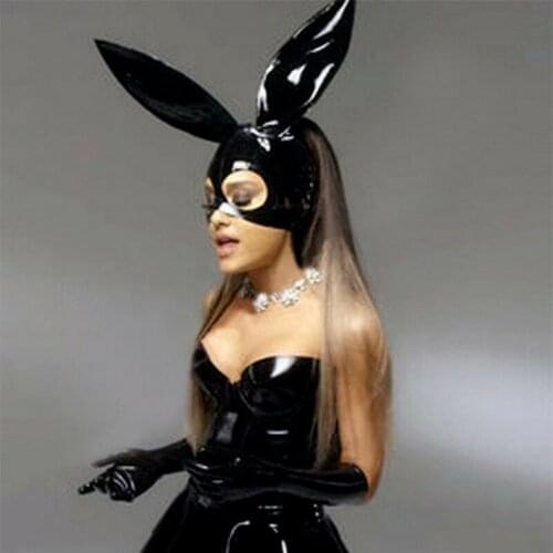 Latex Hood with Rabbit Ears for Bunny Girl Handmade Uniform Rubber Mask Cosplay sexy toys sex toys chastity