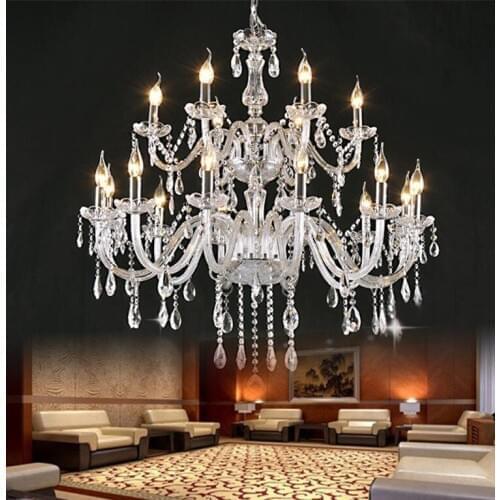Modern 12/15/18 arms transparent crystal lamp chandeliers for living room crystal lighting bedroom chandelier Led Lampadari
