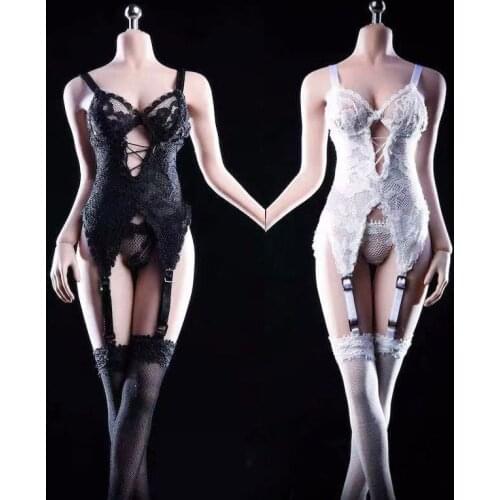 1/6 Scale Sexy Court Camisole Stockings Underwear Lace Set for 12in Female Soldier Action Figure Toy