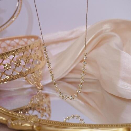 OBEAR Exquisite Micro-Inlaid Bling AAA Zircon 14k Real Gold Short Necklace Women Choker Wedding Bridal Jewelry