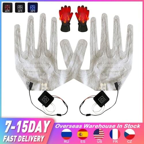 USB Heated Gloves Winter Warm Five-Finger Gloves Heating Pad Electric Heating Film Glove Heating Sheet for Fishing Hunting