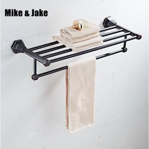 Bathroom Shelves brass Wall Mounted Black Chrome Finish Towel Rack Holder Hanger Bath Towel Clothes Storage Shelf 7001 series