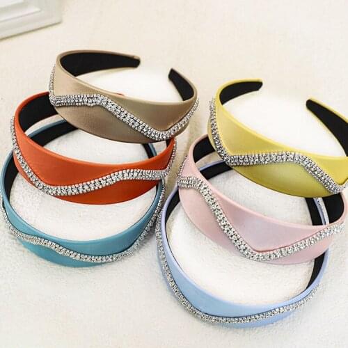 Multicolor Wide Diamond Fabric Baroque Headband Sparkly Luxury Woman Hair Band Crystal Hairband Rhinestones Headbands