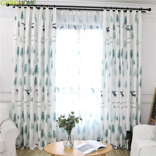 Simple Modern Nordic Fawn Imitation Hemp Shading Curtains For Living Dining Room Bedroom